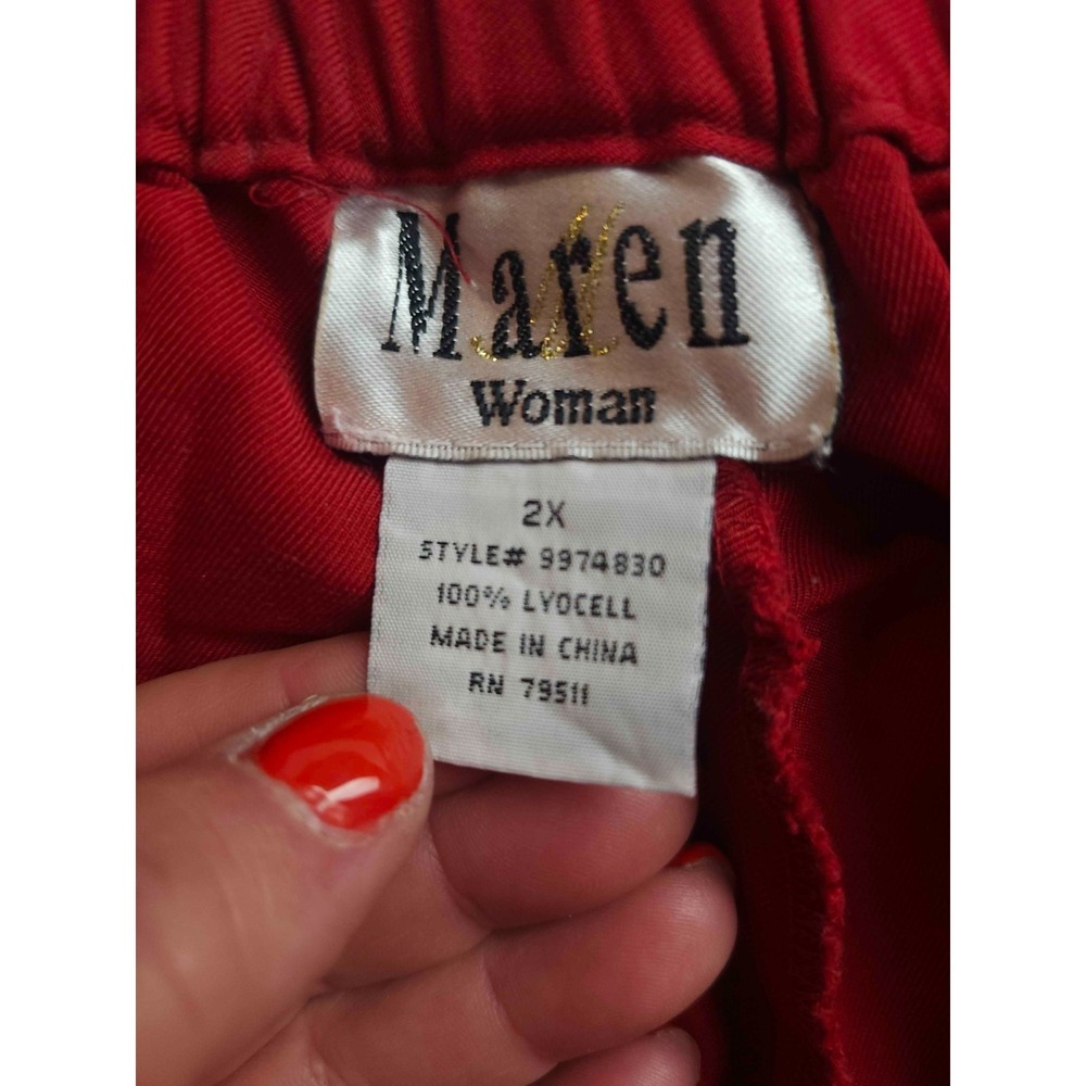 Maren Shirt & Pants Set Womens Size 3X/2X Red 2-Piece Set Casual Lounge Lyocell - Picture 7 of 9